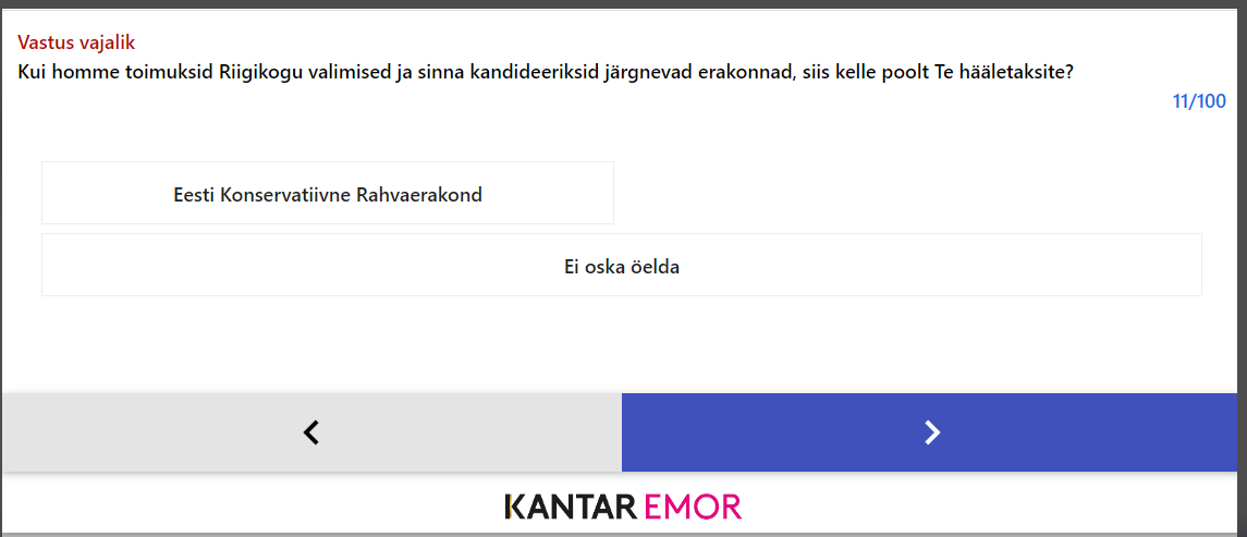 EKRE puhul sai valida üksnes "ei oska öelda"