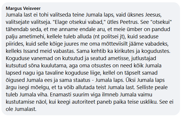 Jumala last ei tohi valitseda teine Jumala laps, vaid üksnes Jeesus